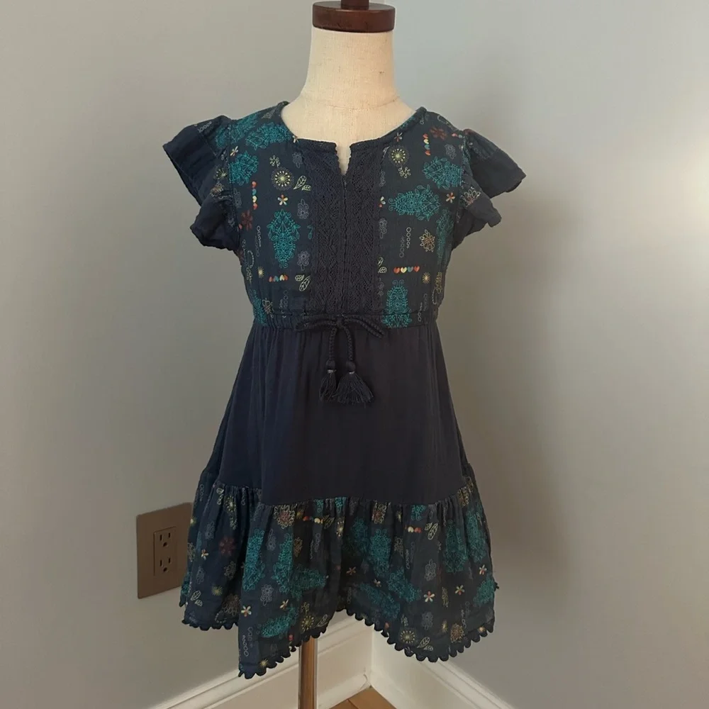 PEEK GIRLS GAUZE DRESS WITH LACE TRIM